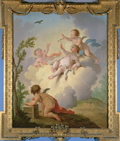 Angels Playing with a Bird in a Landscape by Hendrik Willem Schweickardt